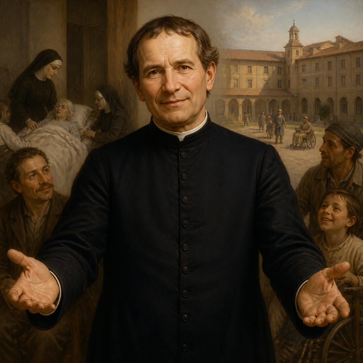 Ilustración devocional de San José Benito Cottolengo
