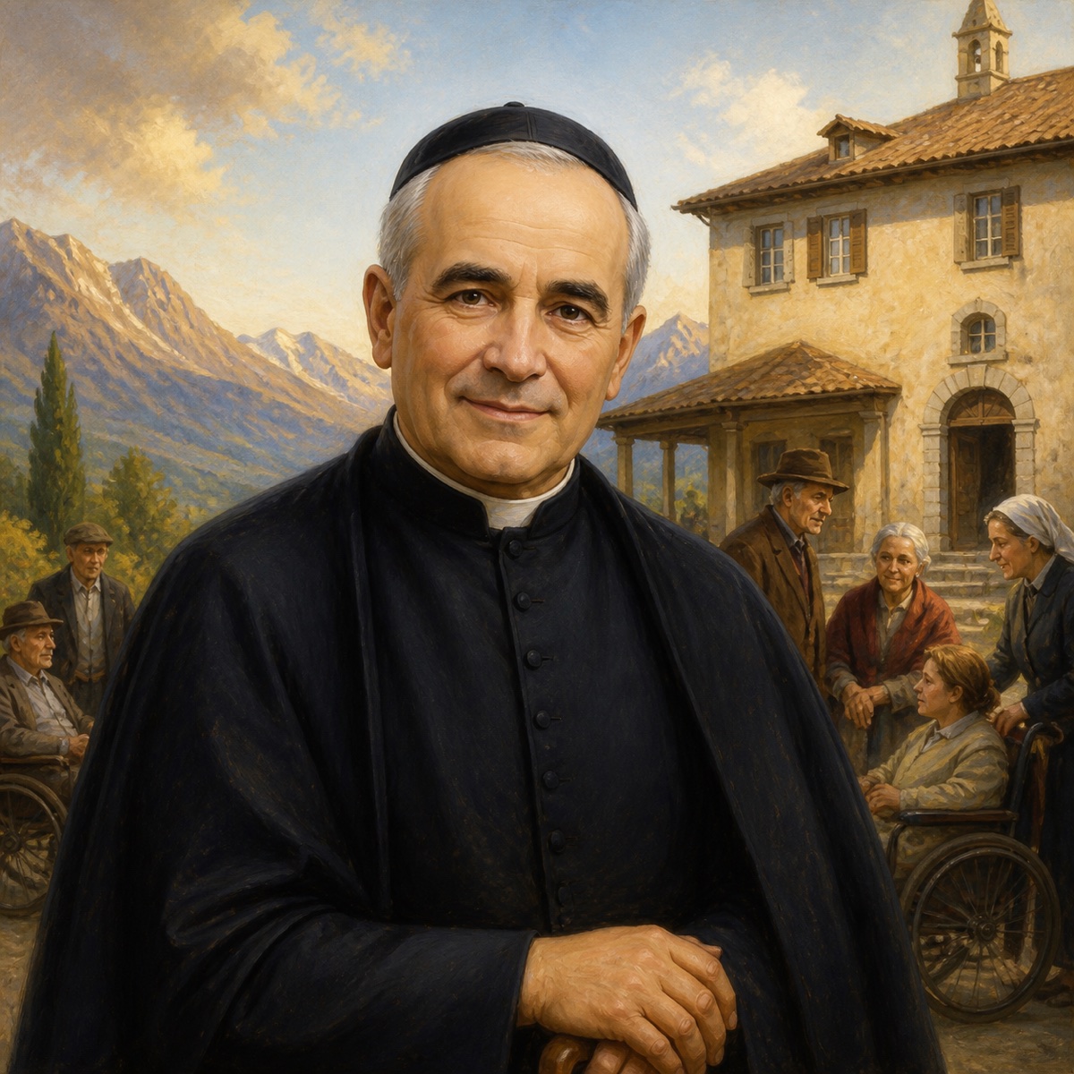 Ilustración devocional de San Luis Guanella