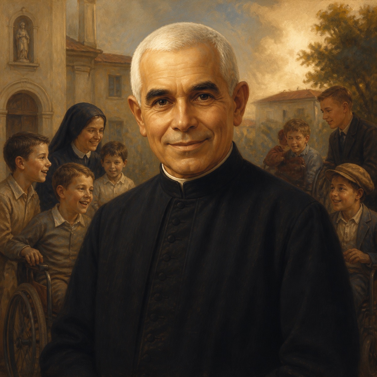 Ilustración devocional de San Luis Orione