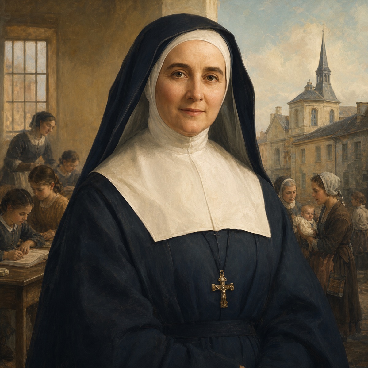 Ilustración devocional de Santa Juana Antida Thouret